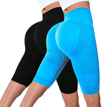 2-Pack Women's High-Waisted Seamless Workout Shorts – Tummy Support Yoga & Fitness Shorts