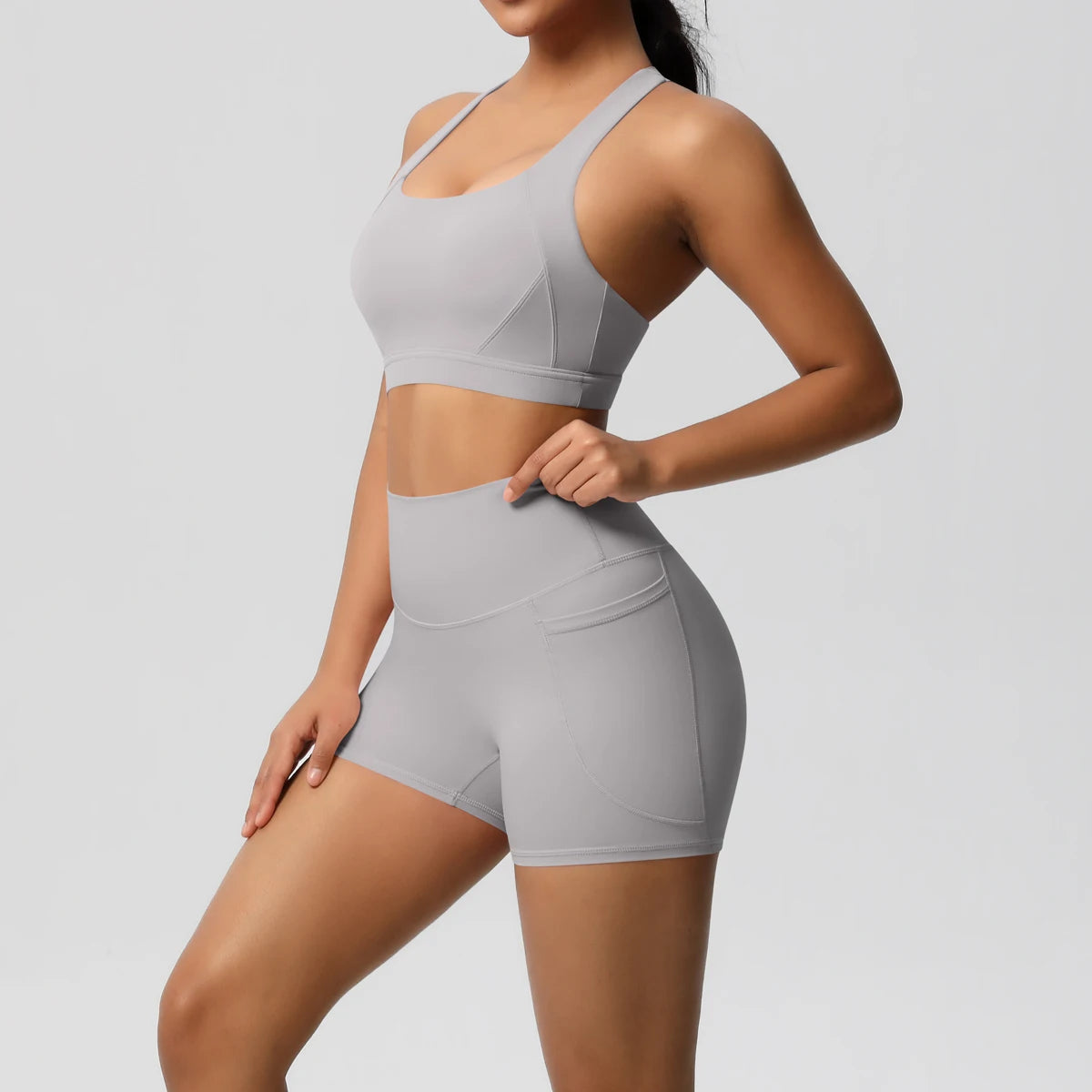 Crossover Sports Bra & Shorts Workout Set