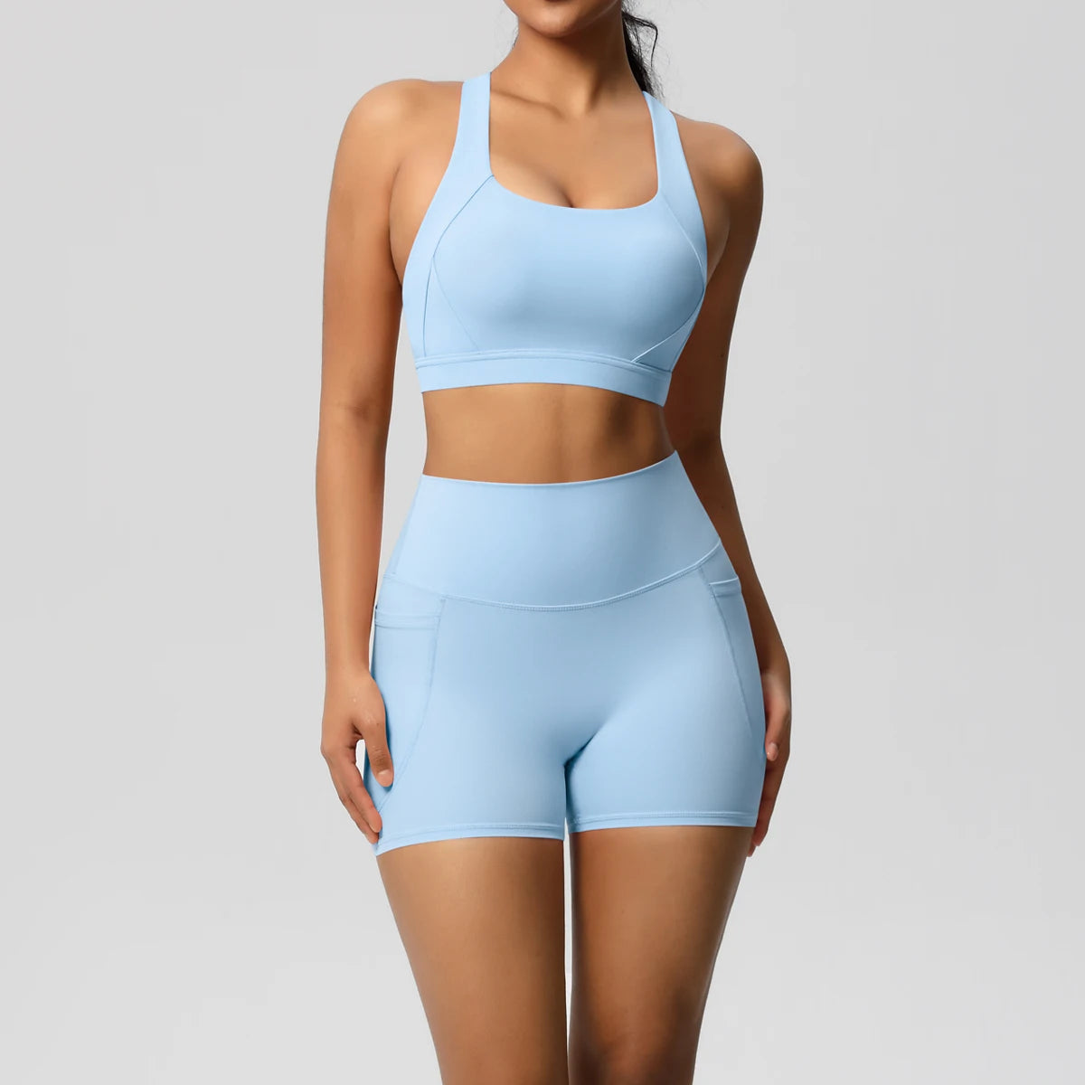 Crossover Sports Bra & Shorts Workout Set
