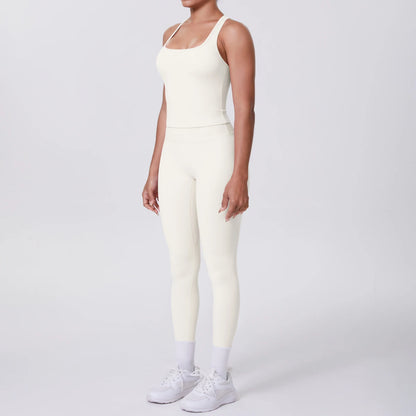 Women's Tummy Control Workout Set – Crossover Back Sports Bra & Leggings
