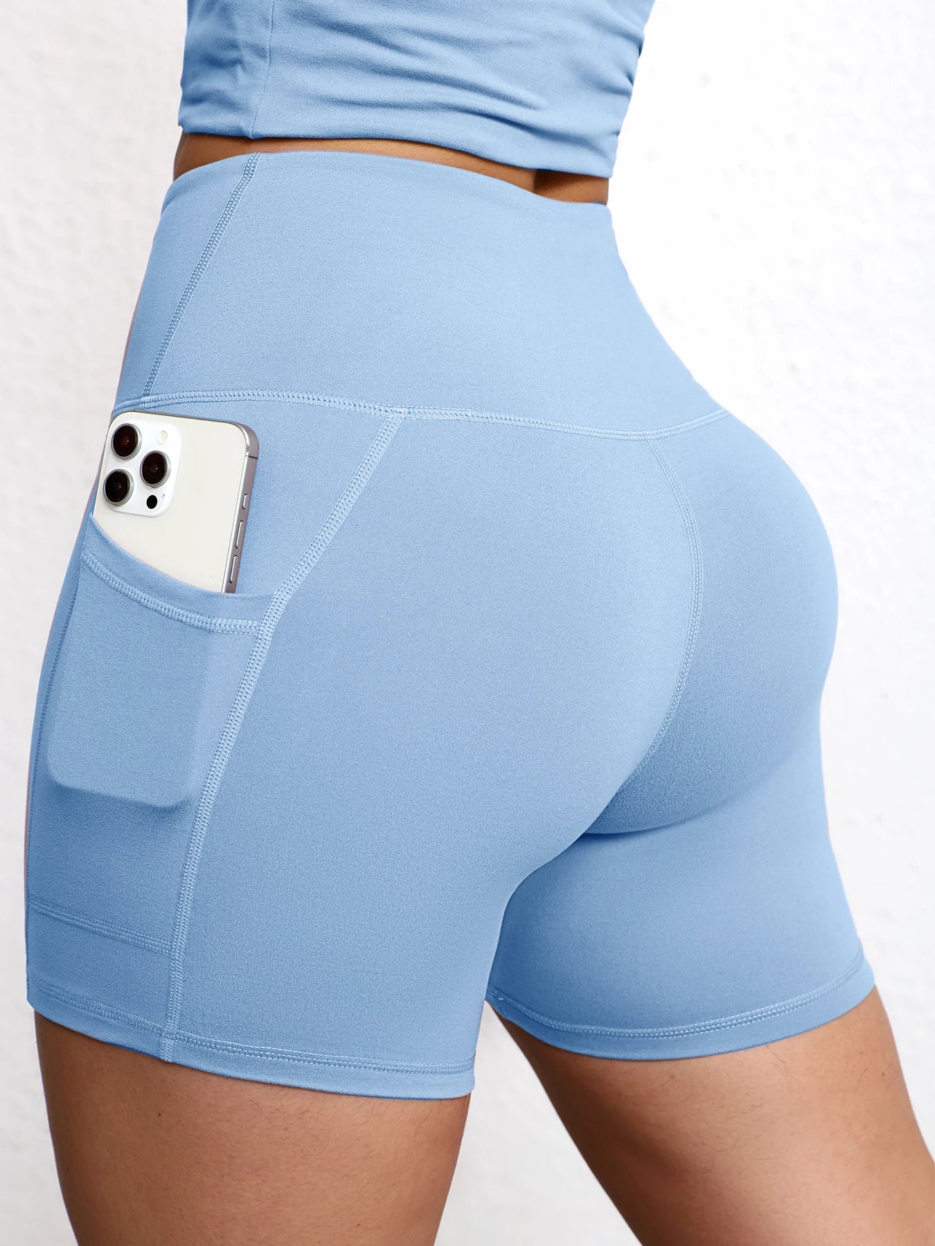 High-Waist Butt-Lifting Yoga Shorts with Pockets