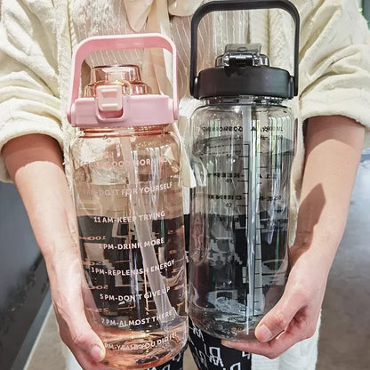 Motivational Water Bottle with Straw & Time Marker