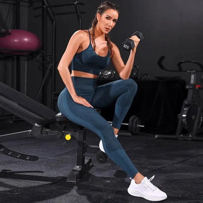 2-Piece Seamless Workout Set – High-Waisted Leggings & Sports Bra