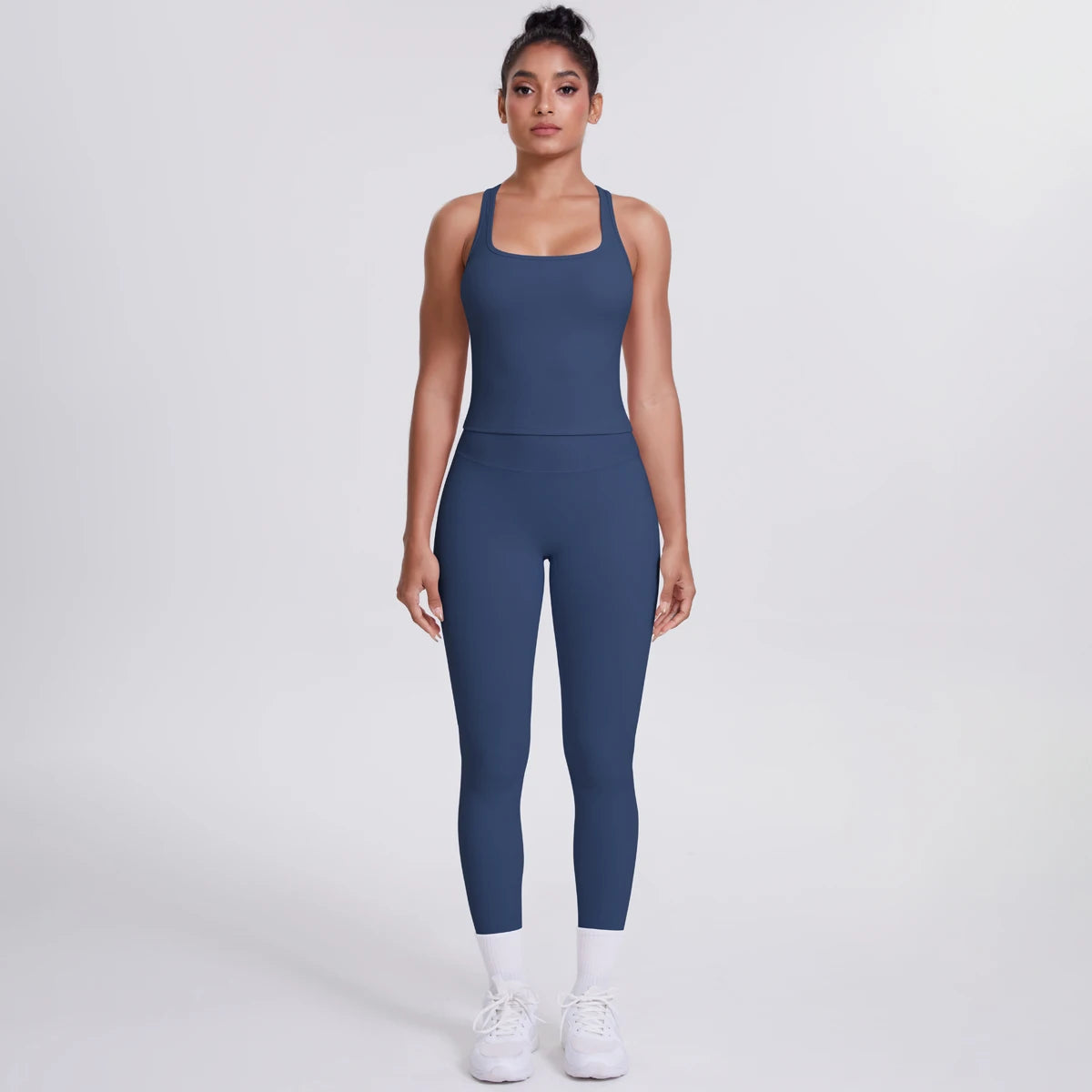 Women's Tummy Control Workout Set – Crossover Back Sports Bra & Leggings