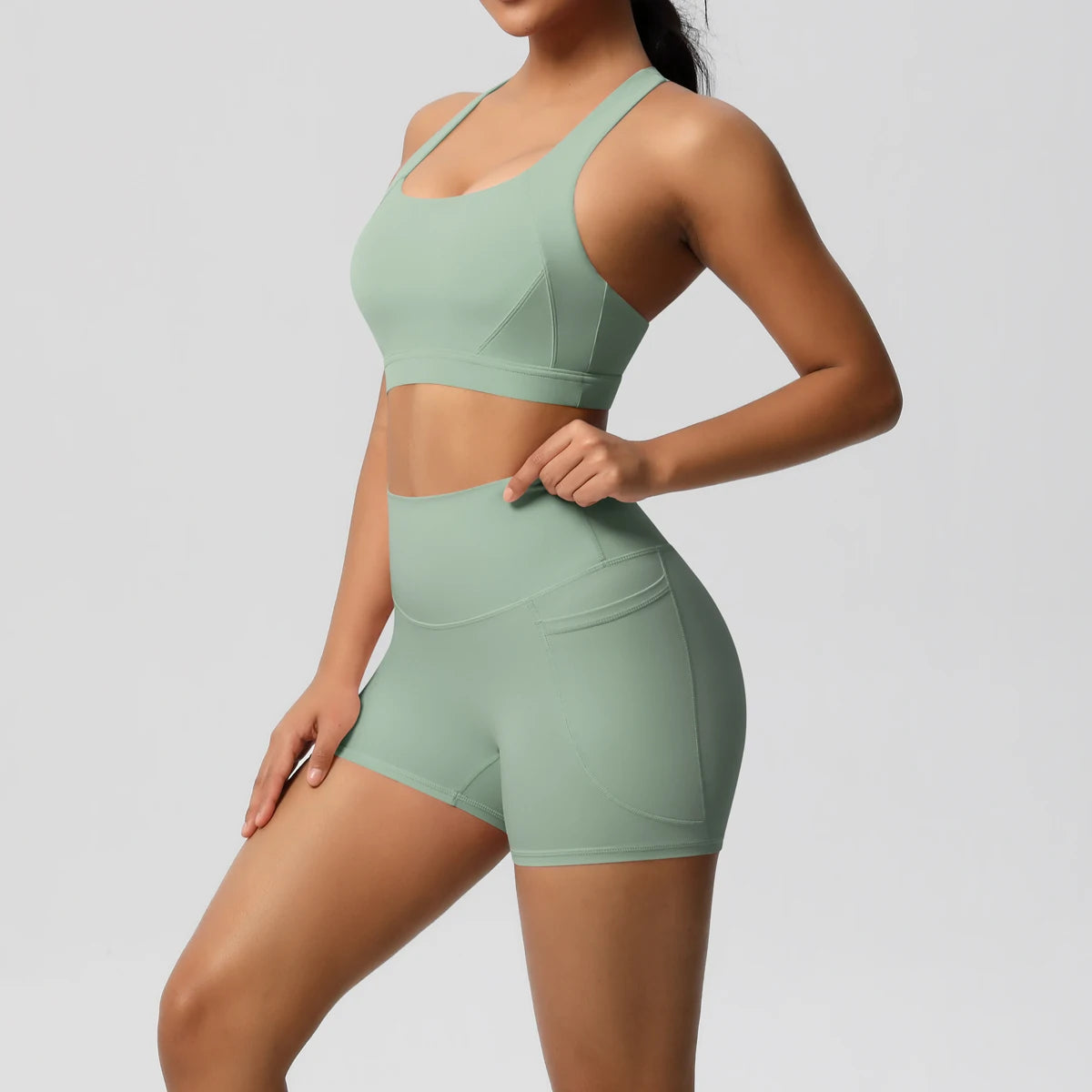 Crossover Sports Bra & Shorts Workout Set