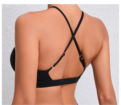 Women's Cross-Back Sports Bra – Padded Breathable Yoga & High-Support Workout Bra