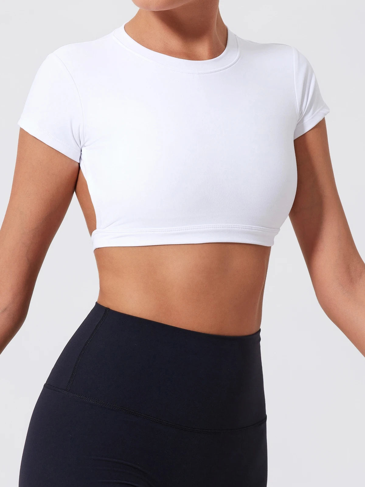 Women's Quick-Dry Backless Workout Crop Top – Breathable Fitness & Yoga Activewear