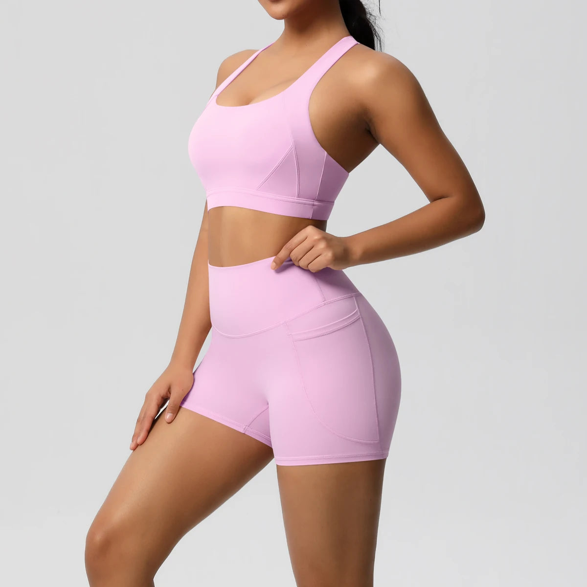 Crossover Sports Bra & Shorts Workout Set