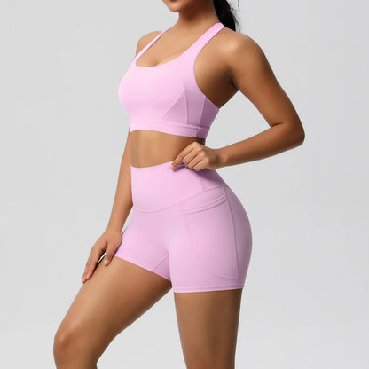 Crossover Sports Bra & Shorts Workout Set