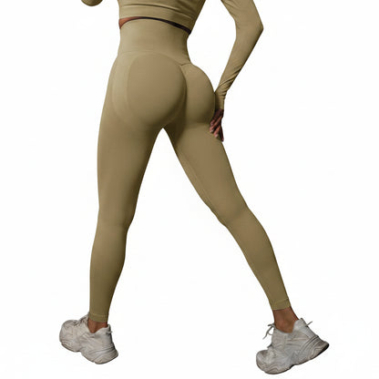 Person wearing beige leggings and white sneakers