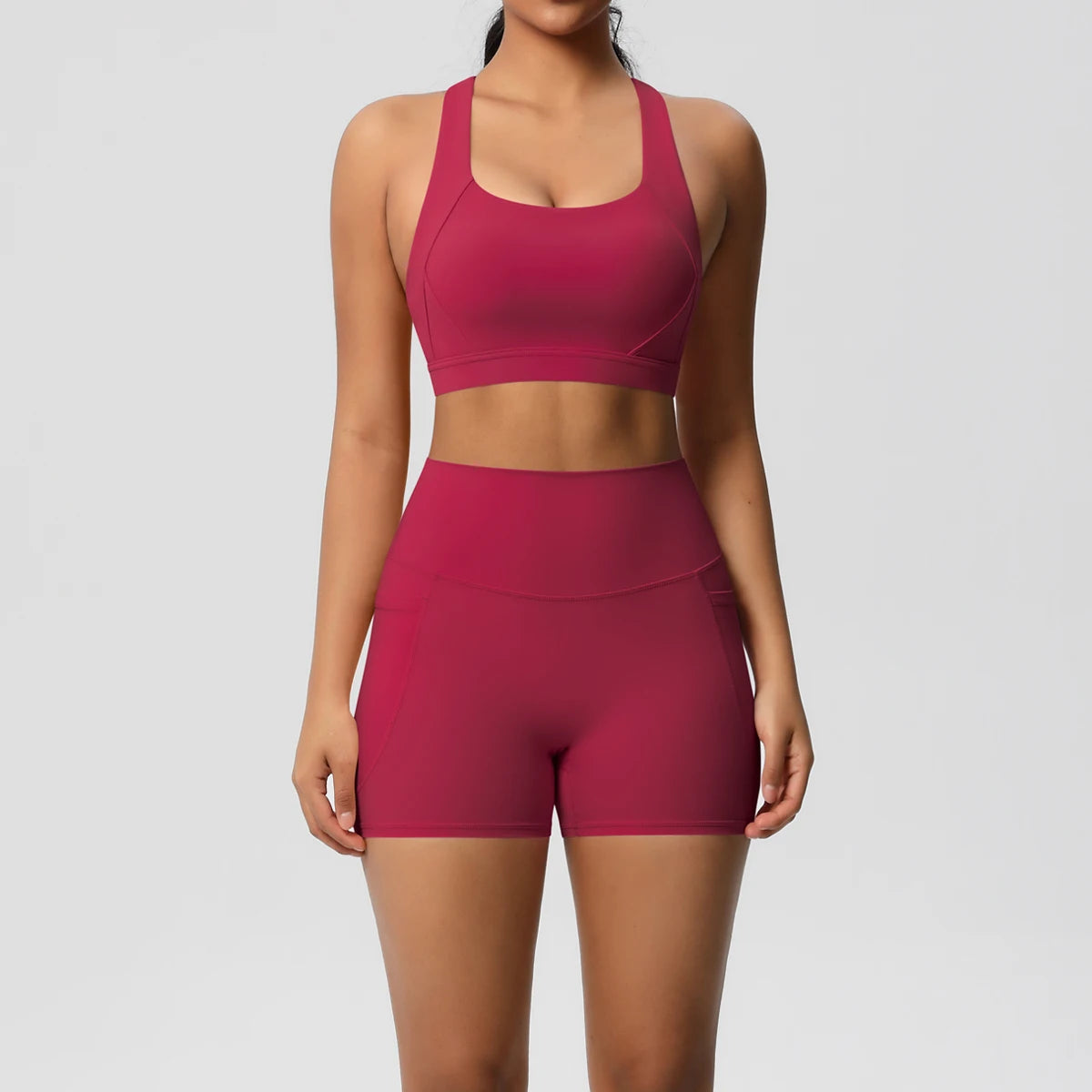 Crossover Sports Bra & Shorts Workout Set
