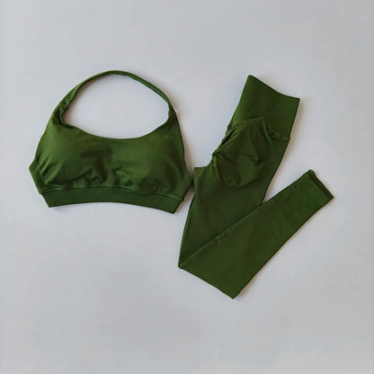 Seamless Halter Top High-Waisted Yoga & Fitness Set
