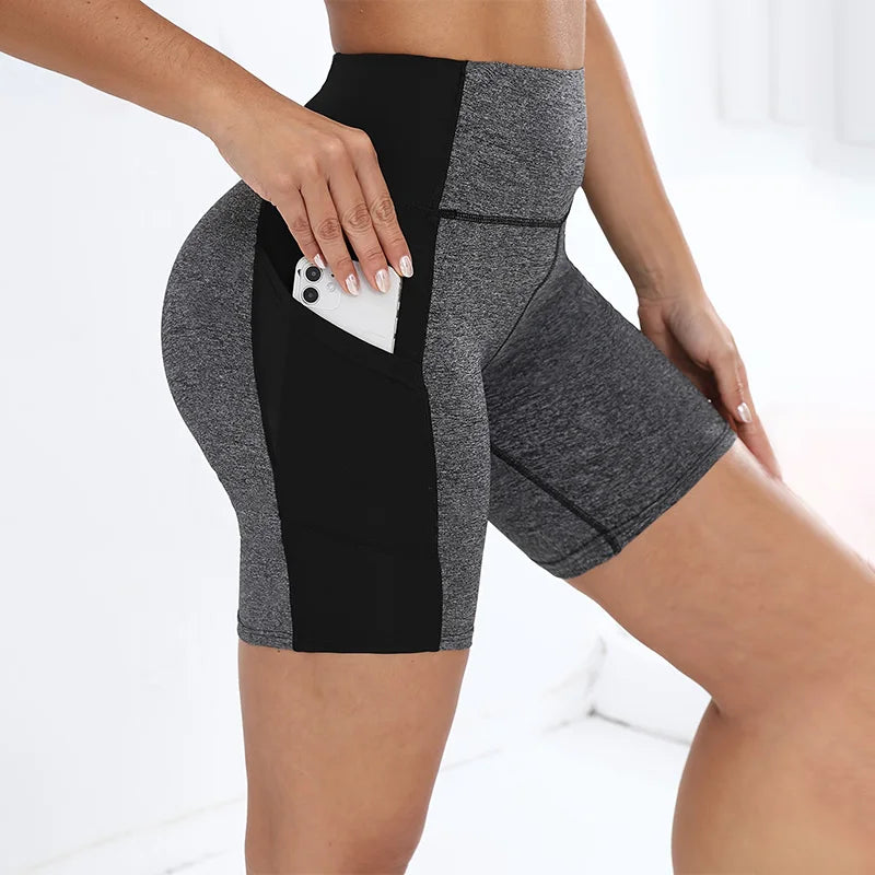Colorblock High-Waist Workout Shorts