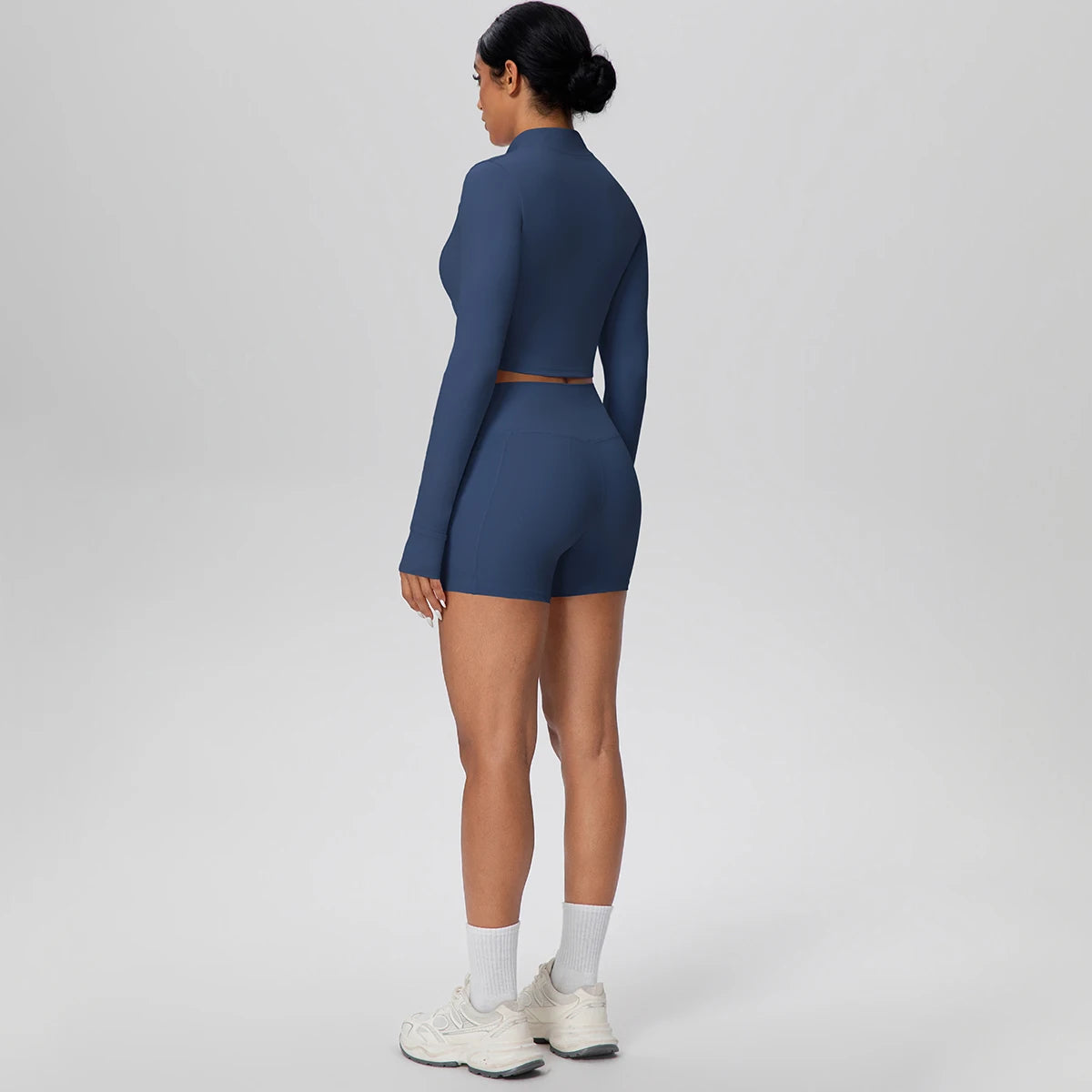 Women's Quick-Dry Running & Yoga Set – Zip-Up Jacket & Pocket Workout Shorts (2-Piece Activewear Set)