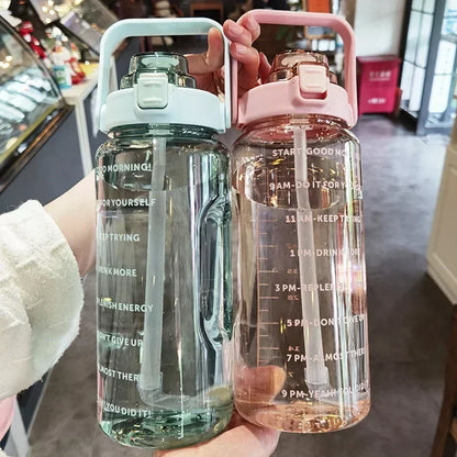 Motivational Water Bottle with Straw & Time Marker