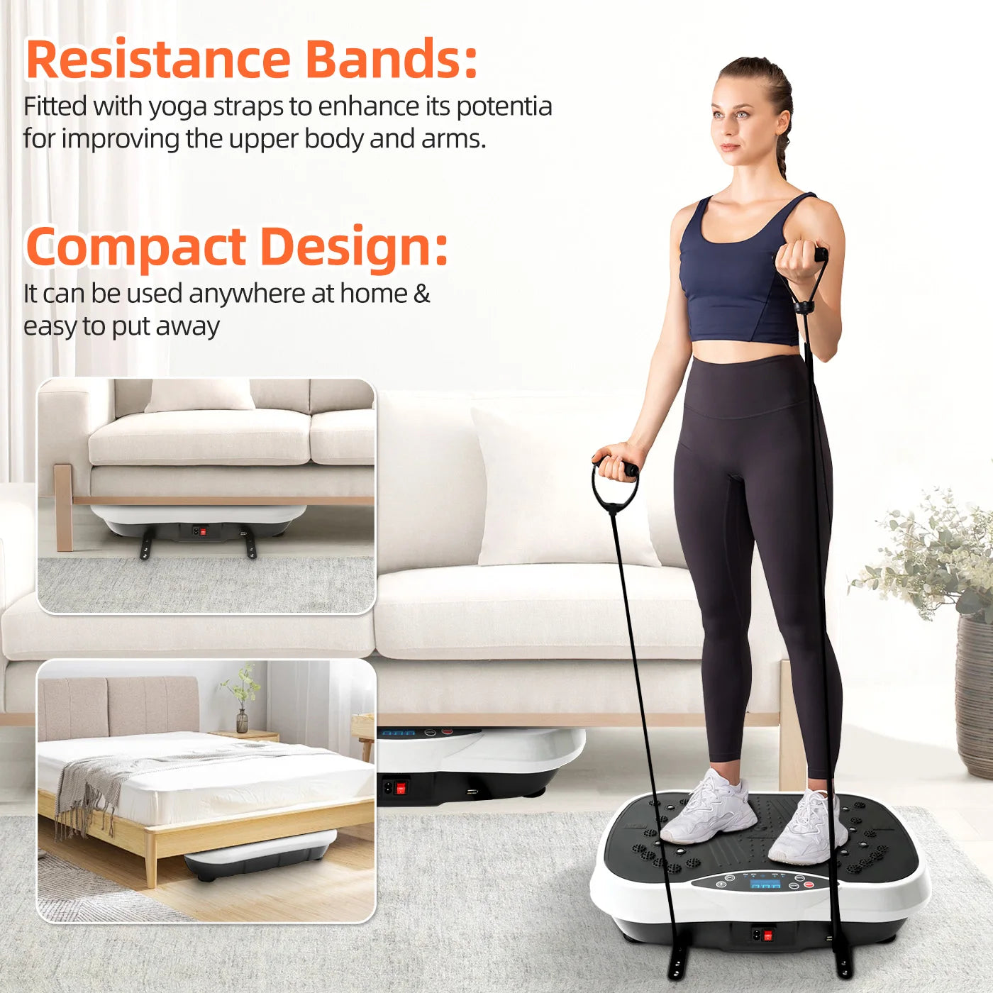 Portable Vibration Plate with Resistance Bands