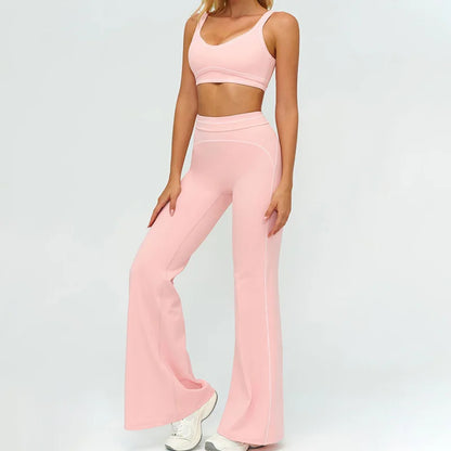 Contrast Trim Yoga Set – Sports Bra & High-Waist Leggings