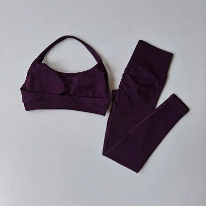 Seamless Halter Top High-Waisted Yoga & Fitness Set