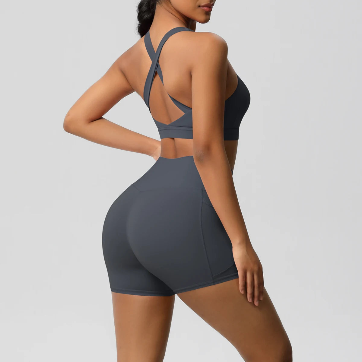 Crossover Sports Bra & Shorts Workout Set