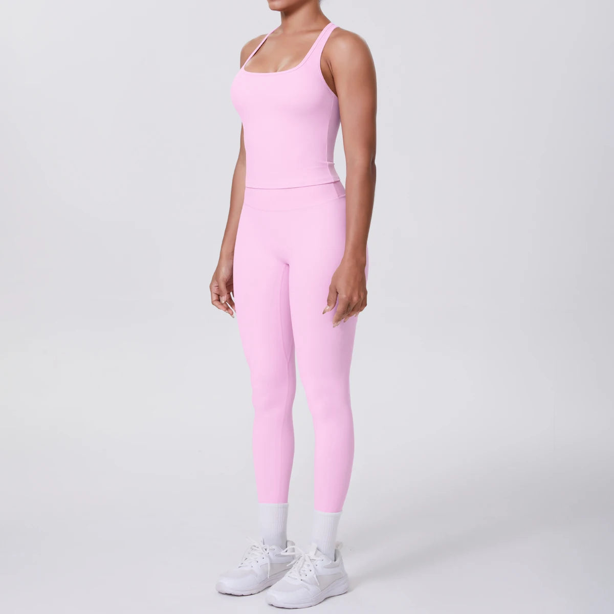 Women's Tummy Control Workout Set – Crossover Back Sports Bra & Leggings