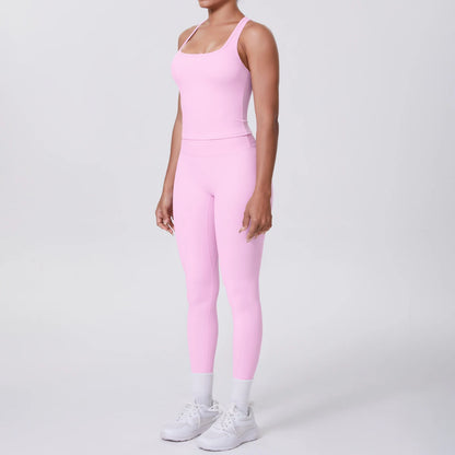 Women's Tummy Control Workout Set – Crossover Back Sports Bra & Leggings