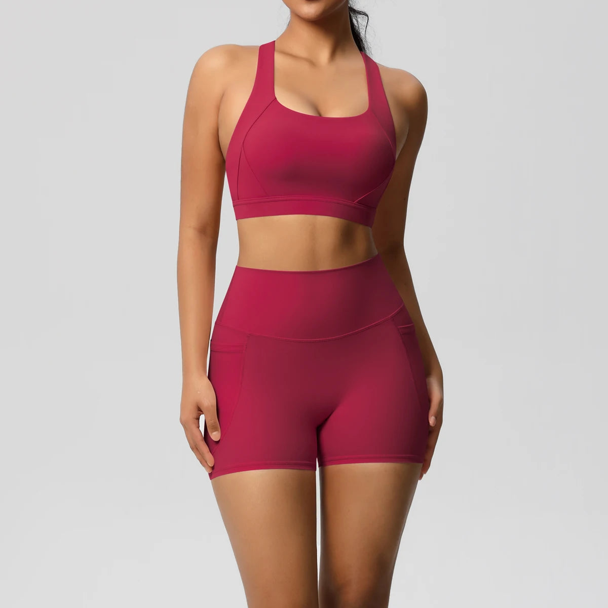 Crossover Sports Bra & Shorts Workout Set