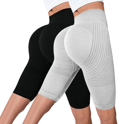 2-Pack Women's High-Waisted Seamless Workout Shorts – Tummy Support Yoga & Fitness Shorts