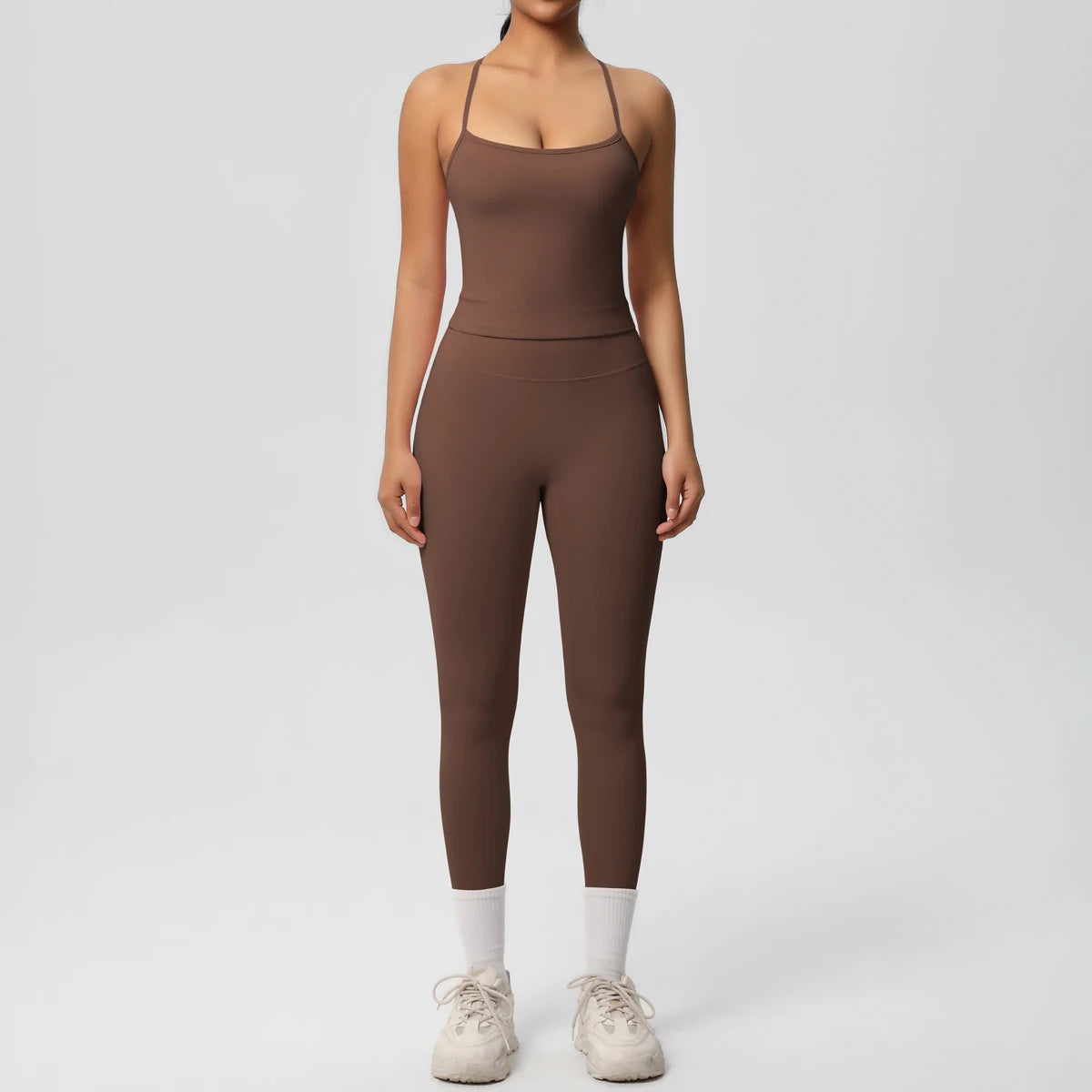Women's 2-Piece Fitness Set – Halter Top & Tummy Control Bottoms