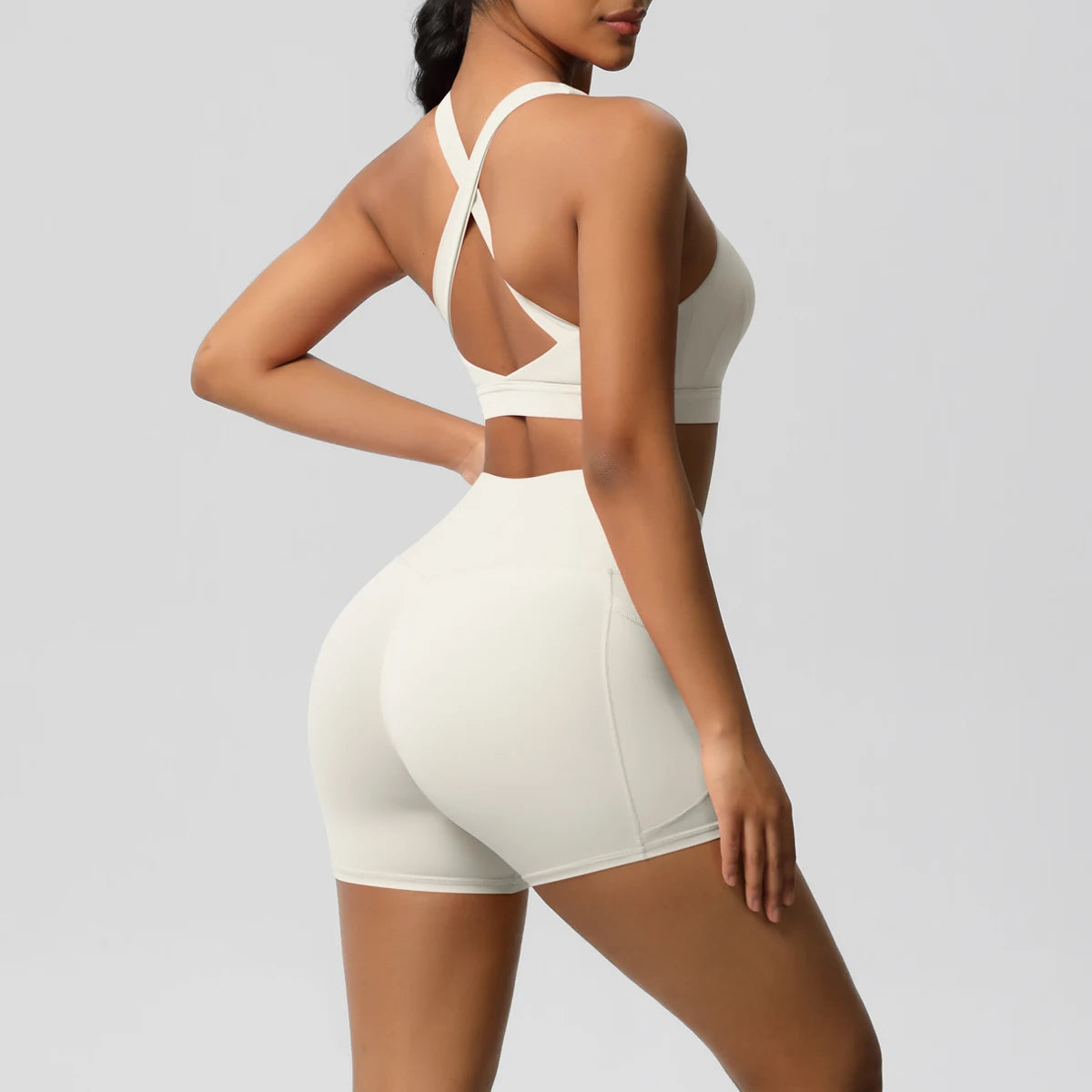Crossover Sports Bra & Shorts Workout Set