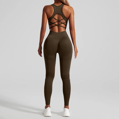 Seamless Backless Yoga Set – Crop Top & Leggings