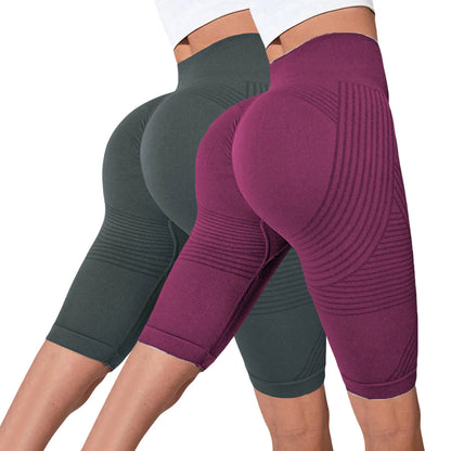 2-Pack Women's High-Waisted Seamless Workout Shorts – Tummy Support Yoga & Fitness Shorts