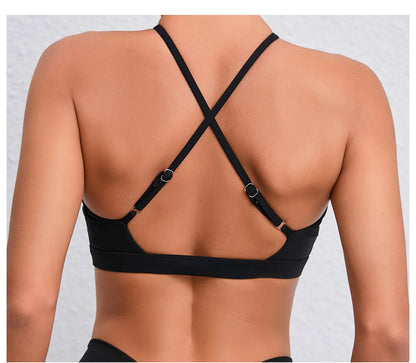 Women's Cross-Back Sports Bra – Padded Breathable Yoga & High-Support Workout Bra