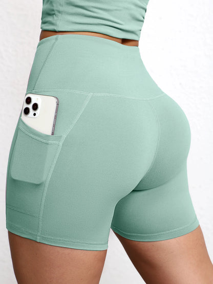 High-Waist Butt-Lifting Yoga Shorts with Pockets