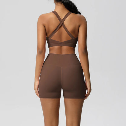 Crossover Sports Bra & Shorts Workout Set