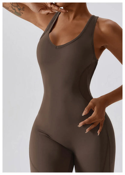 Women's Seamless Fitness Jumpsuit – Stretch One-Piece Yoga & Workout Romper
