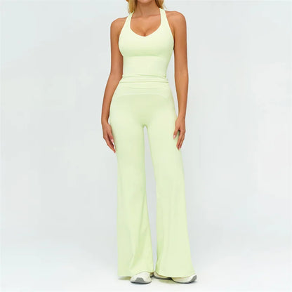 Contrast Trim Yoga Set – Sports Bra & High-Waist Leggings