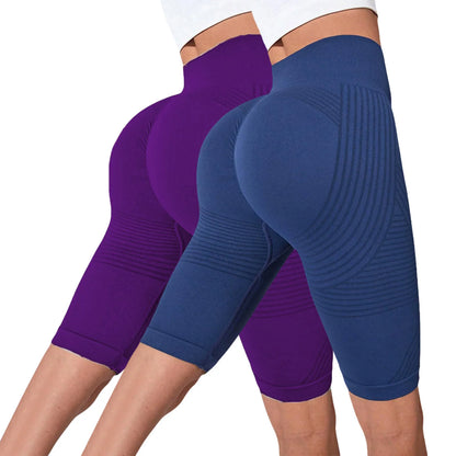 2-Pack Women's High-Waisted Seamless Workout Shorts – Tummy Support Yoga & Fitness Shorts
