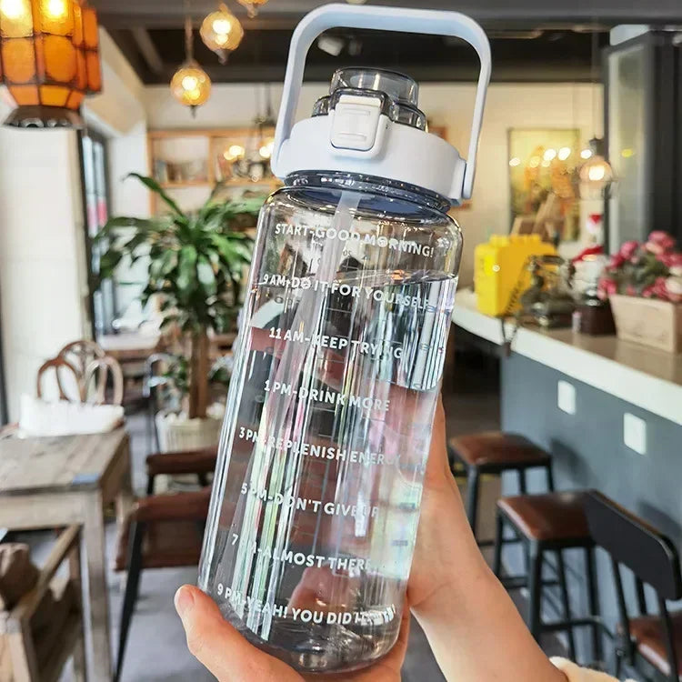 Motivational Water Bottle with Straw & Time Marker