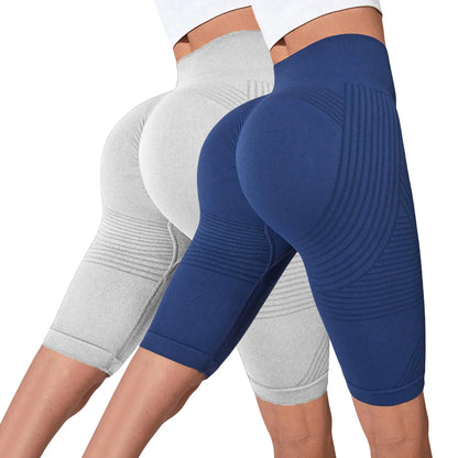 2-Pack Women's High-Waisted Seamless Workout Shorts – Tummy Support Yoga & Fitness Shorts