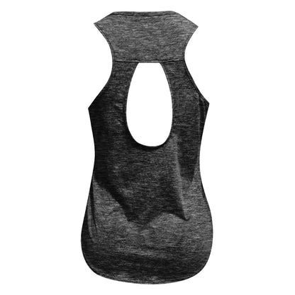 Gray tank top with a unique cutout design on a white background