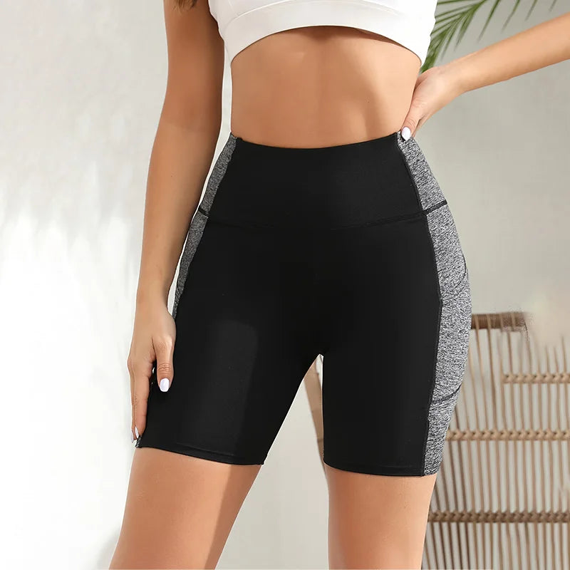 Colorblock High-Waist Workout Shorts