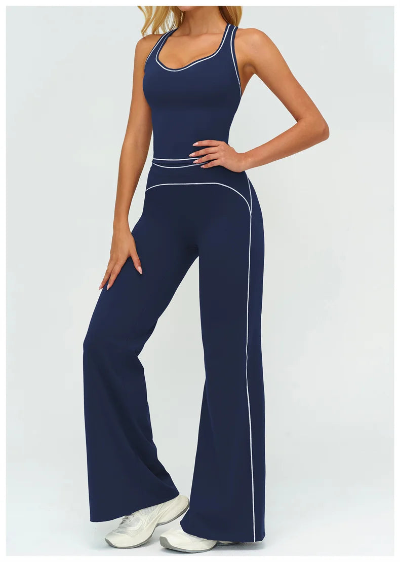 Contrast Trim Yoga Set – Sports Bra & High-Waist Leggings