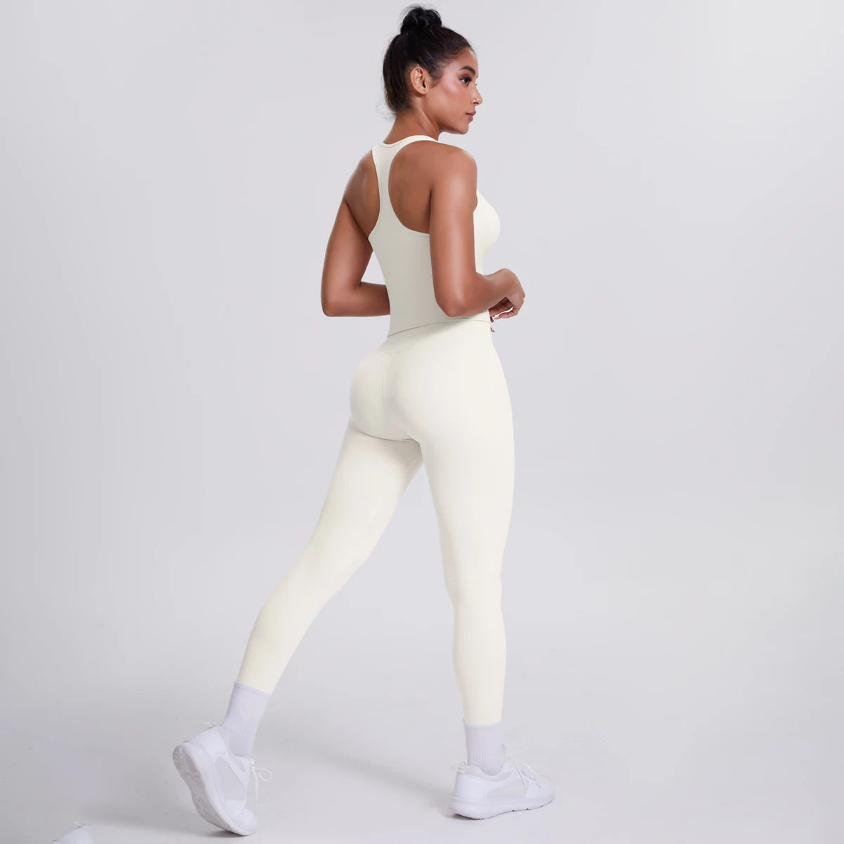 Women's Tummy Control Workout Set – Crossover Back Sports Bra & Leggings