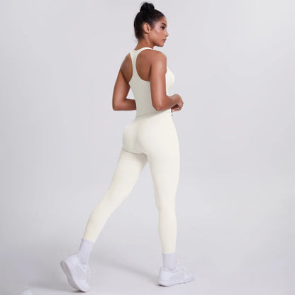 Women's Tummy Control Workout Set – Crossover Back Sports Bra & Leggings