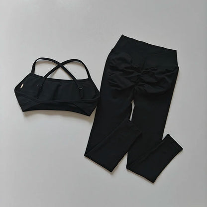 Seamless Push-Up Fitness Set – Sports Bra & Peach Lift Leggings