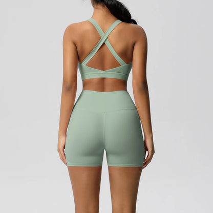 Crossover Sports Bra & Shorts Workout Set