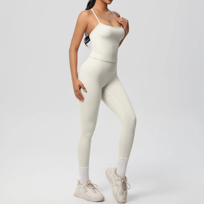 Women's 2-Piece Fitness Set – Halter Top & Tummy Control Bottoms