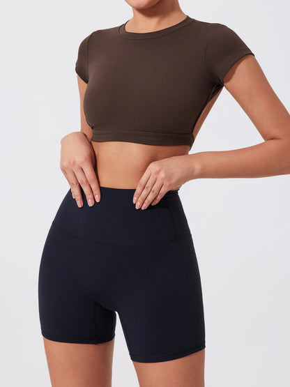 Women's Quick-Dry Backless Workout Crop Top – Breathable Fitness & Yoga Activewear