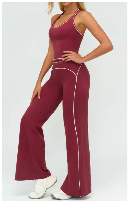 Contrast Trim Yoga Set – Sports Bra & High-Waist Leggings