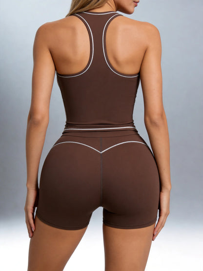 Women's Yoga Set – Racerback Tank & High-Waisted Workout Shorts